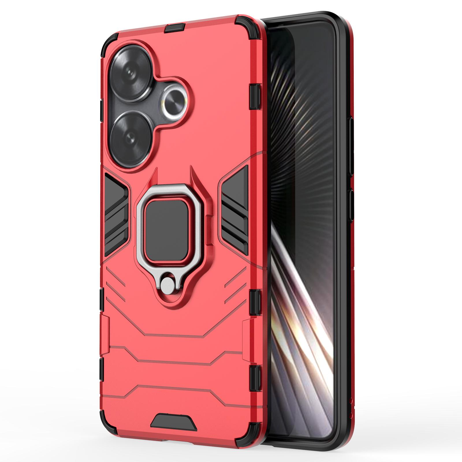 

For Xiaomi Redmi Turbo 3 5G/Poco F6 5G Case Ring Holder Kickstand PC+TPU Phone Cover Red