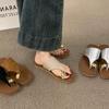 Fashion Casual Cover Toe Flat Slippers Women's Summer Wear 2025 New Seaside Vacation Beach Shoes Roman Cool Slippers