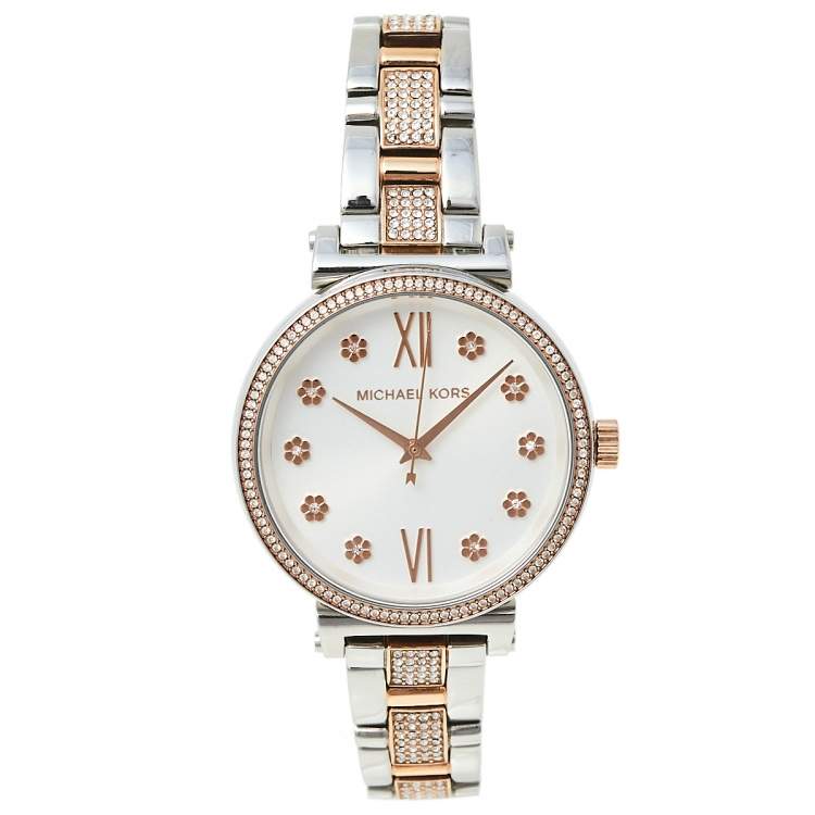 

Женские часы Michael Kors Sofie с кристаллами, серебристый тон, нержавеющая сталь, MK3880 белый