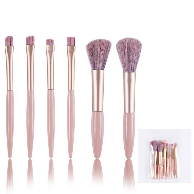 6 Soft Hair Makeup Brush Set Portable Powder Brush Eye Shadow Brush Powder Blusher Brush Beginner s Face Beauty Makeup розовый