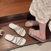 Rhinestone slippers women's summer wear 2025 new Internet celebrity versatile niche high-end flat bottom cool beach mop