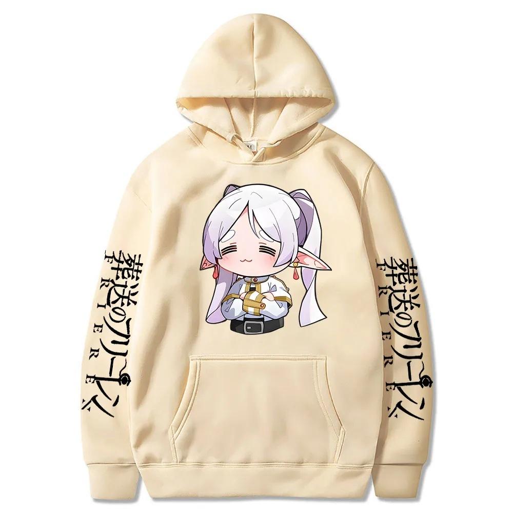 Cartoon Cute Frieren Hoodies Beyond Journey's End Manga Prind Autumn Winter Fleece Streetwear Tops