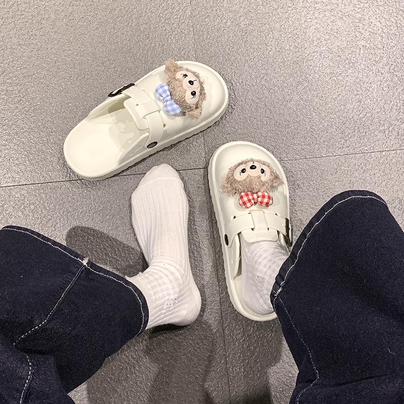

Милые мультяшные тапочки-полушлепанцы с головой сумки, женские, на толстой подошве, увеличивающие рост, крутые летние тапочки 41
