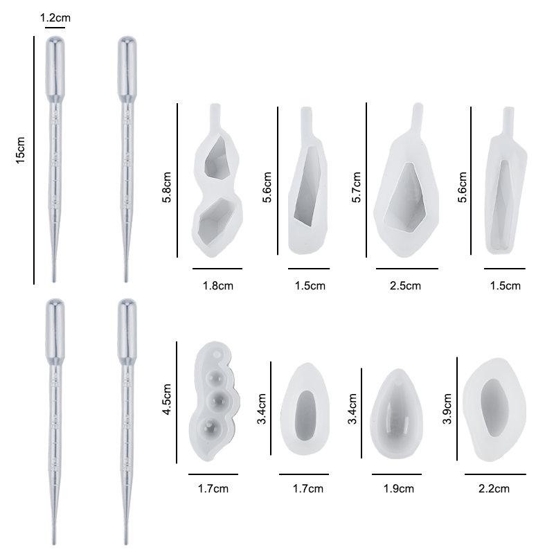 Silicone Casting Resin Jewelry Molds Set Epoxy Resin Tools Set Keychain Resin Molds for DIY Jewelry Pendants Craft Making