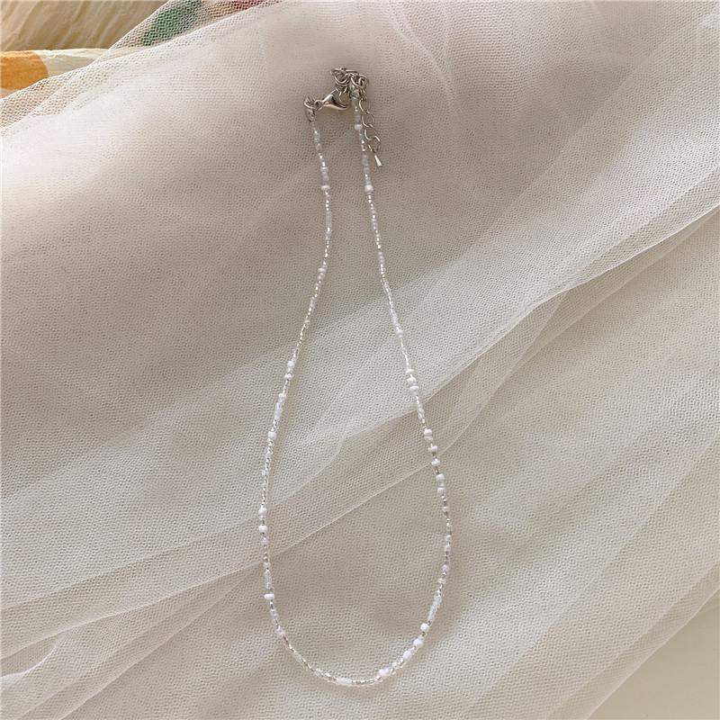 Collier de perles de couleur rétro, Collier de perles de riz arc-en-ciel style fille, Collier de couleur bohème