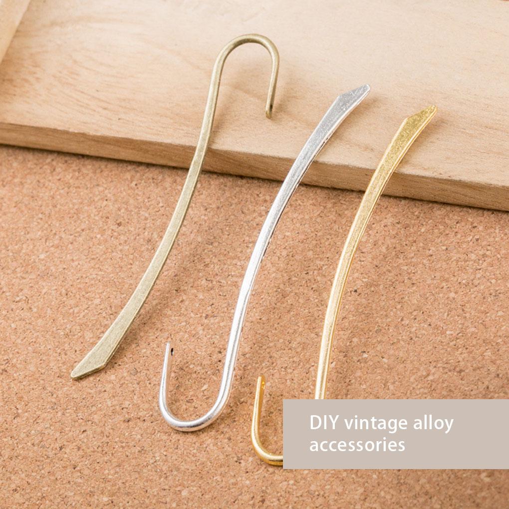 10pcs Smooth Plated Bookmark Charms Hook Zinc Alloy for DIY Jewelry & Hairpin Crafts Decorative Reading Bookmarks Collection