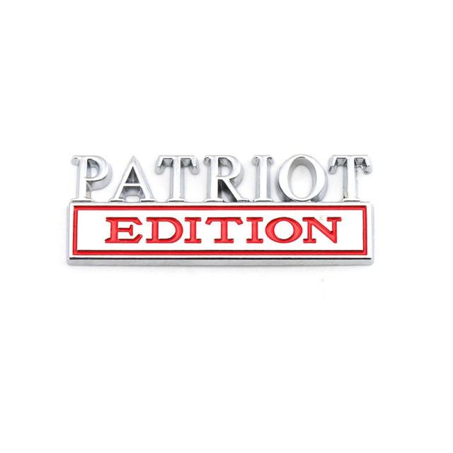 1Pc 3D Metal Patriot Edition Logo Car Front Grille Badge Side Fender Rear Trunk Emblem Sticker Decal