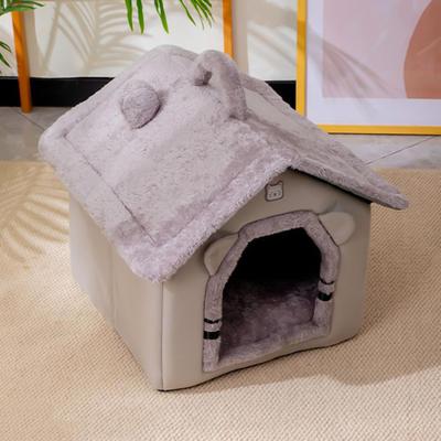 Cat Bedding Cave with Removable Cushion Winter Warm Cat Plush Nest Indoor Cats Pet Sleeping Nest Tent for Outdoor Animal Calming
