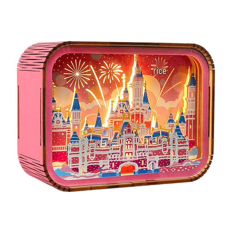 3D Wood Carving Fantasy Princess Castle Night Light Ornament