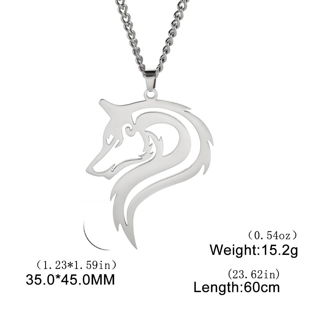 Viking Ancient Fenrir Wolf Necklace Stainless Steel Wolves Animal Pendant Neck Chain Men Women Amulet Tribal Jewelry Gift