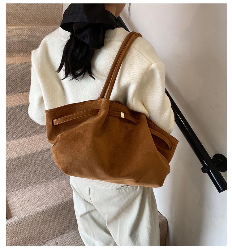 2025 Women's Suede Tote Bag - Large Capacity, Frosted Finish, Versatile Handbag for Autumn/Winter