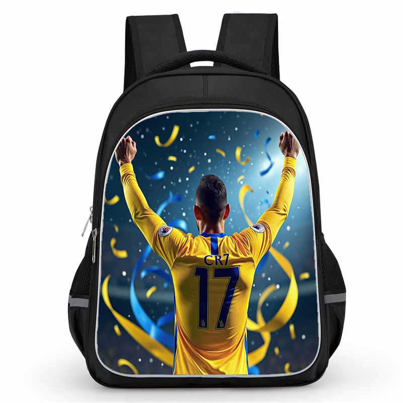 Cr7 Rucksack Hochauflösender Druck Große Kapazität Multifunktion Reißverschluss Oxford Rückenschutz Leichter Rucksack