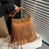 Niche design casual women's bag new fashion matte shoulder messenger bag premium fringed bucket bag
