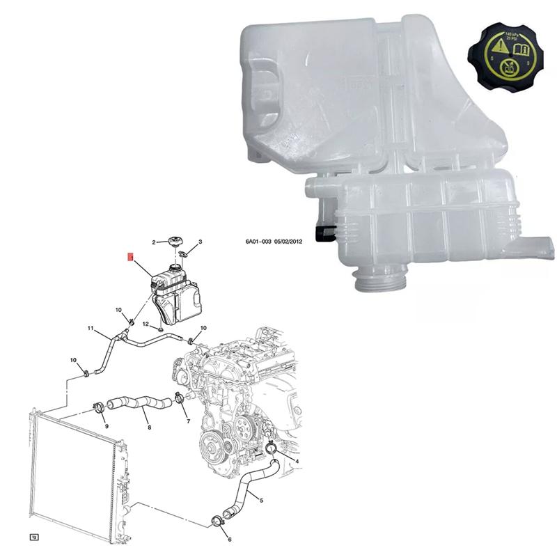 22948113 Car Coolant Recovery Tank Reservoir Tank With Caps For Camaro 2016-2023 Cadillac ATS ATSL CTS