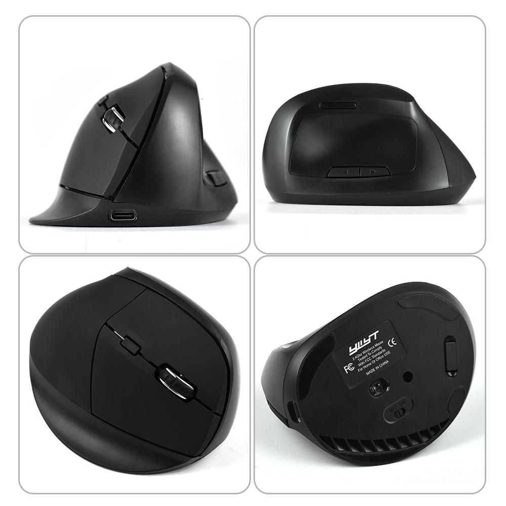 Vertical Mouse Wireless Rechargeable 2.4GHz Ergonomic Movement Speed 2400 6Button Gaming & Office