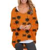 Women's  Printed Top Casual Loose Off-the-shoulder Long Sleeve T-Shirt