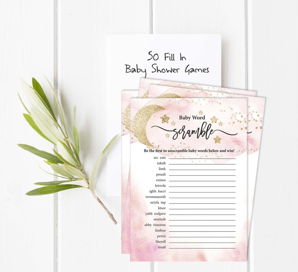 Inkdotpot 50A  Advice CardsA  For Baby Shower Game Glitter Star Advice For New Mom & Dad Gender Reveal Boy Or GirlA  Party