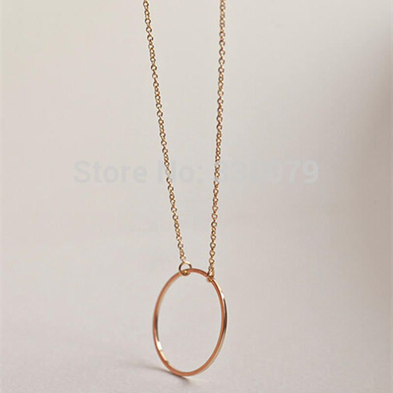 Tredy Minimalist Circle Pendants Necklaces for Women Eternity Collares Gold Chain Simple Design Neck Jewelry