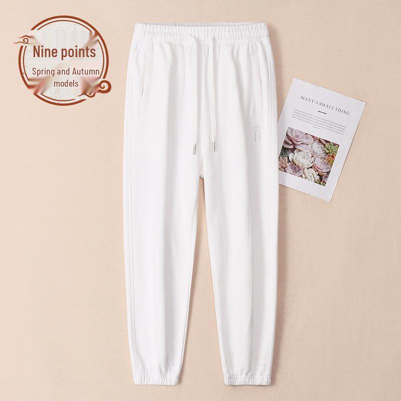 Women's Dark Gray Casual Sweatpants - Plus Size, Pure Cotton, Spring & Autumn 2025 Collection