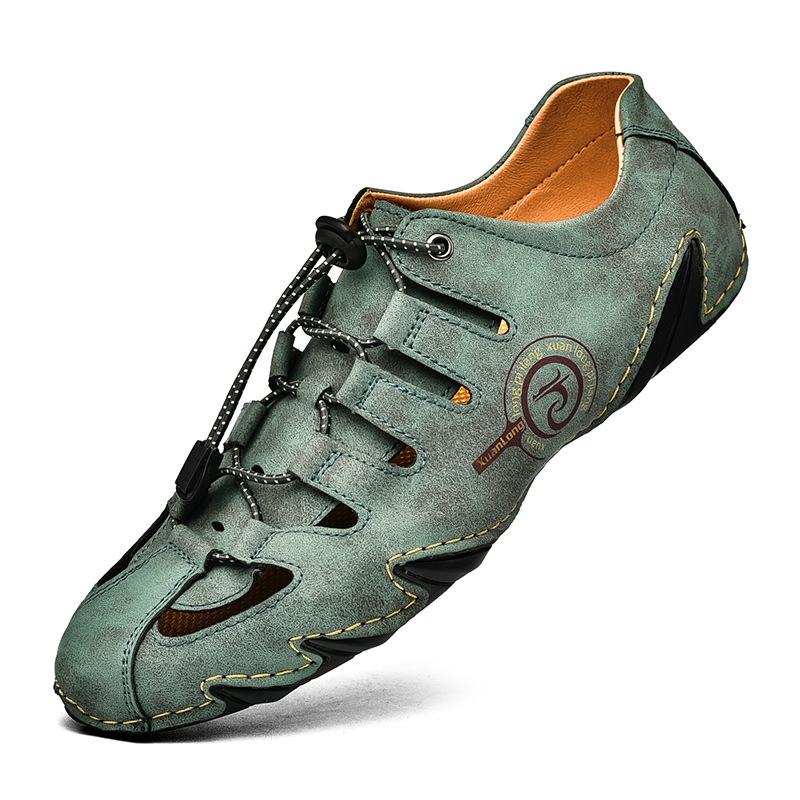 

New summer men s sandals breathable Korean version daily hollow sports leather shoes large size octopus Doudou dad shoes 48