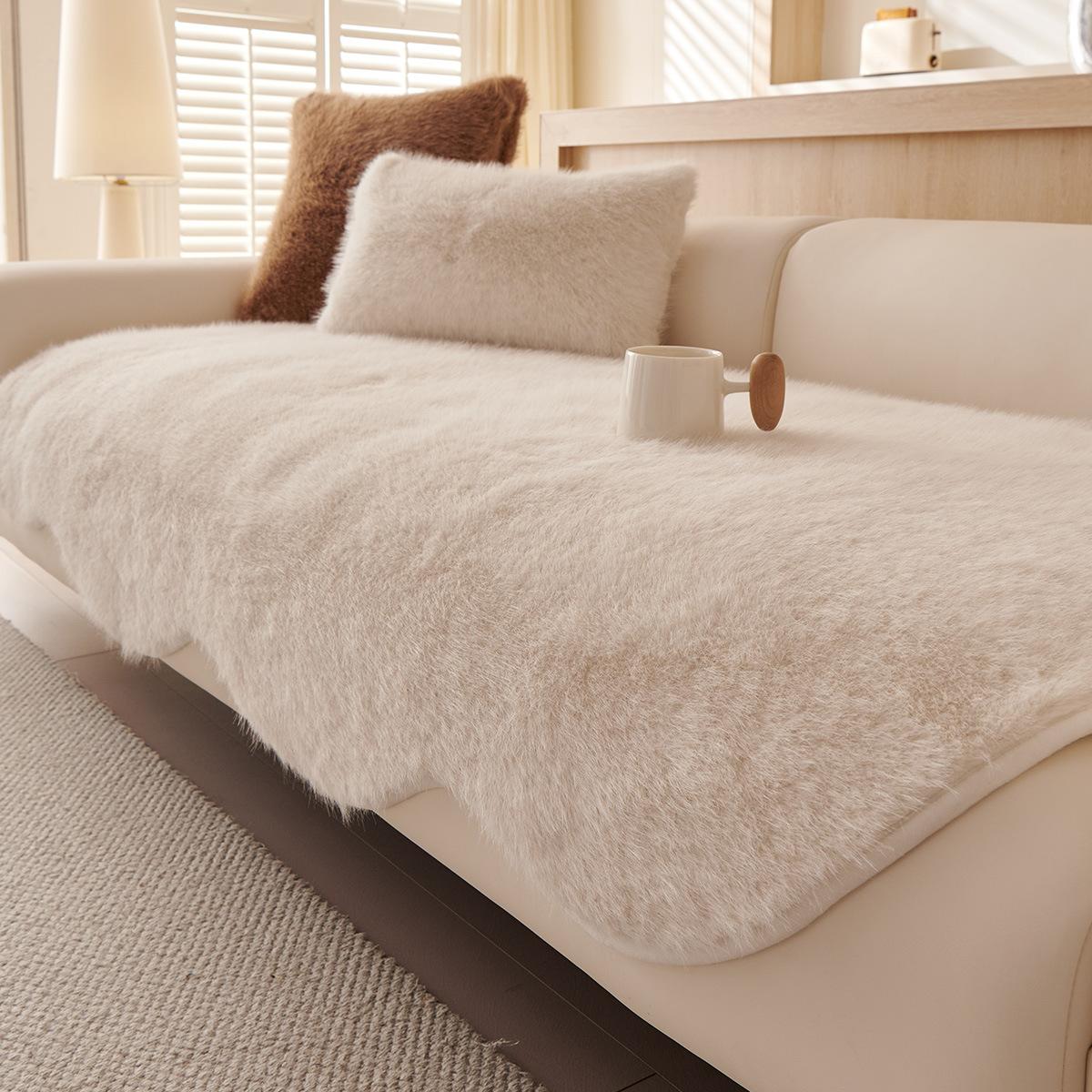 

Winter Plush Special-Shaped Sofa Cushion New Autumn And Winter Straight One-Piece Non-Slip Sofa Seat Cushion Cover Cloth 90*90cm
