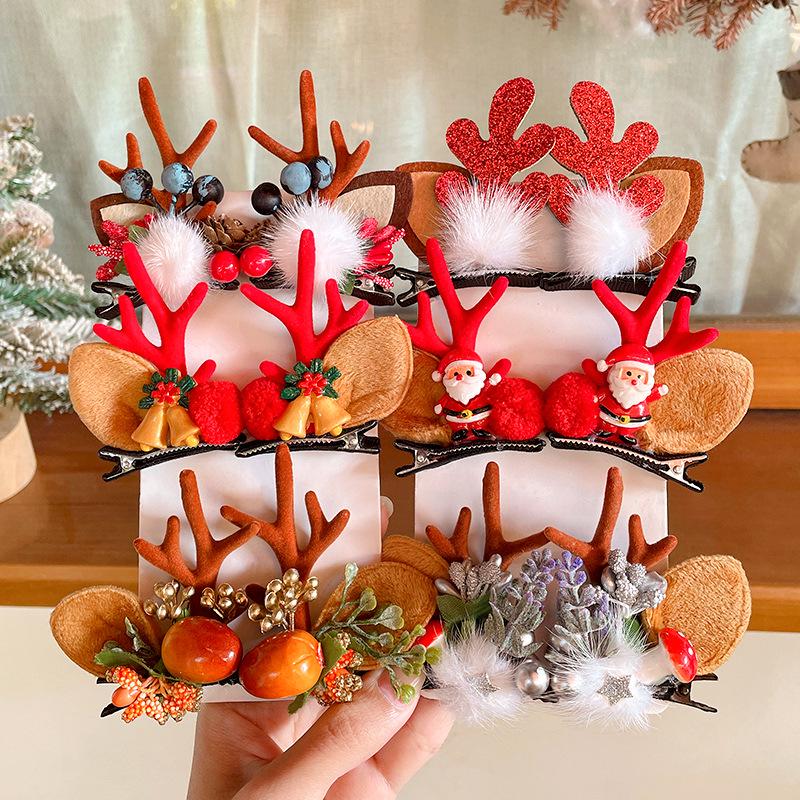Christmas Antler Hair Clips for Girls - Holiday Party Hair Accessories for Children