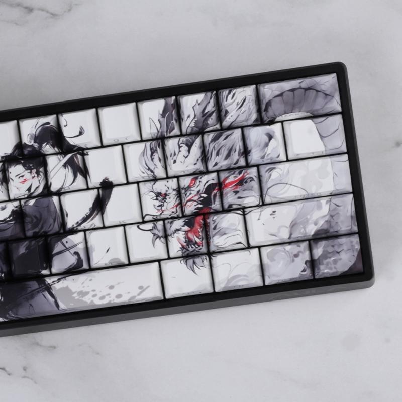 Anti Slip PBT Keycaps Dragon Theme Side Printing For Most Mechanical Keyboards 60% 68% Pattern