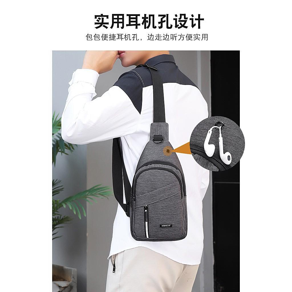 Men's Casual Breast Bag, Trendy Oblique Span Bag, Multi-layer Oxford Cloth Large-capacity Breast Bag.