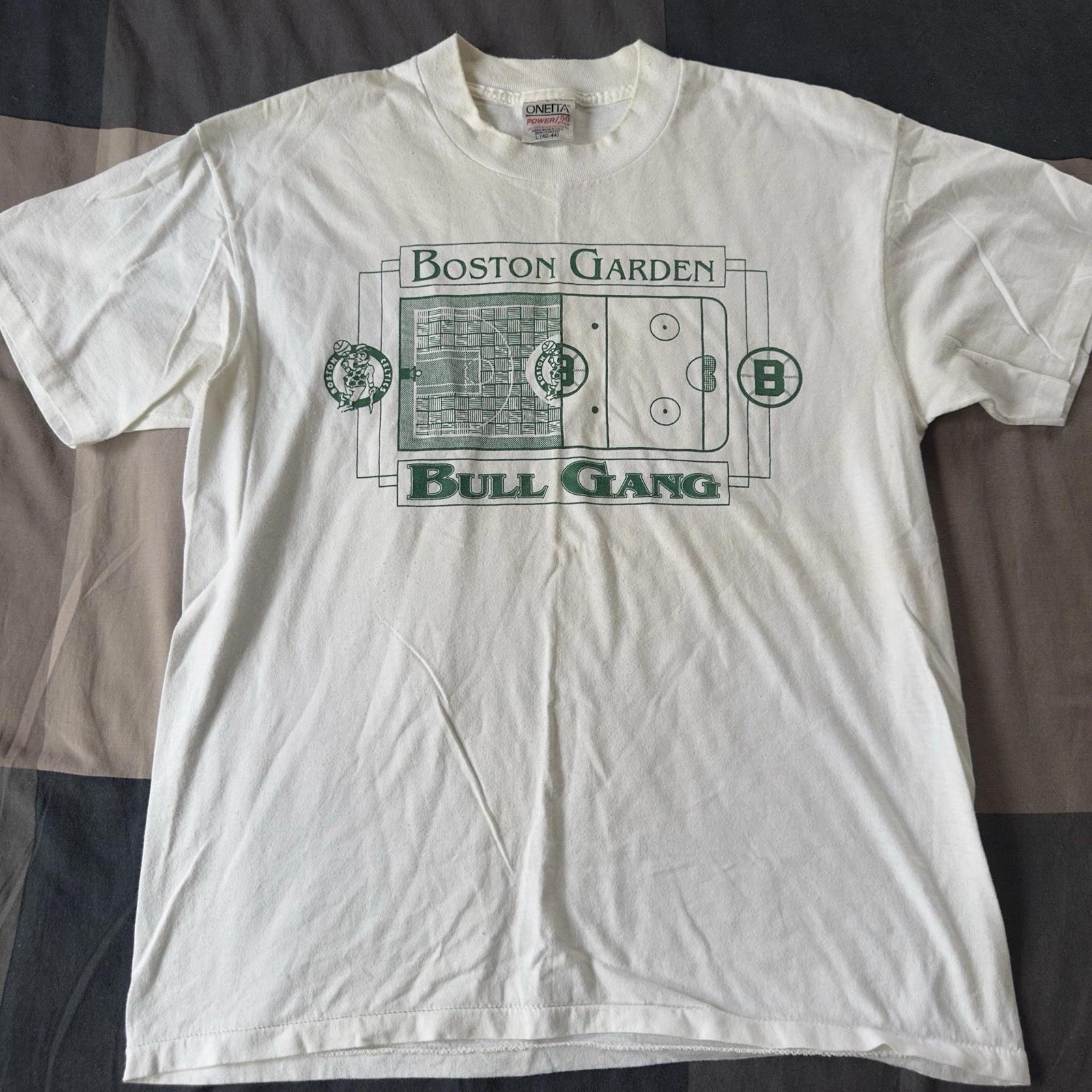 Vintage 90s Boston Garden Celtics Bruin T shirt Size L Hockey Basketball 4XL