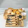 Placă de brânzeturi pătrată creativă din bambus cu sertar extensibil