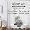 Funny Cat Shower Curtain, Hilarious Cat Kitten Fabric Gary Grey Shower Curtain Set Motivational Inspirational Educational Bathroom Rules Shower