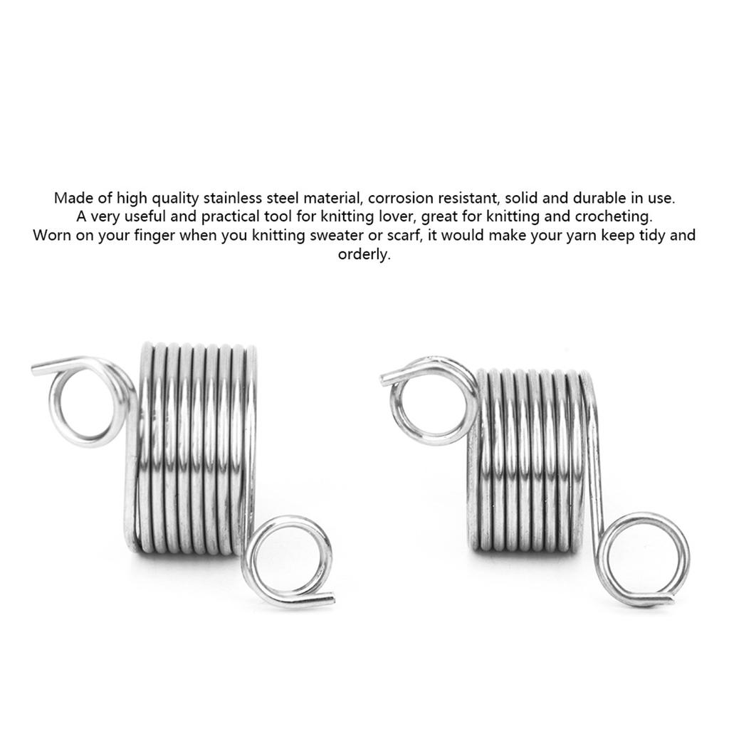2Pcs Stainless Steel Coiled Knitting Thimble Guide Finger Ring Knitting Crafts Tool Accessories
