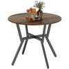 Dining Table, Round Kitchen Table with Black Legs, Anti-slip Foot Pads for Living Room, Dining Room 90 x 76 cm, Rustic Brown