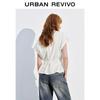 UR2026 Women's Elegant V-Neck Back Slit Linen Blend Shirt