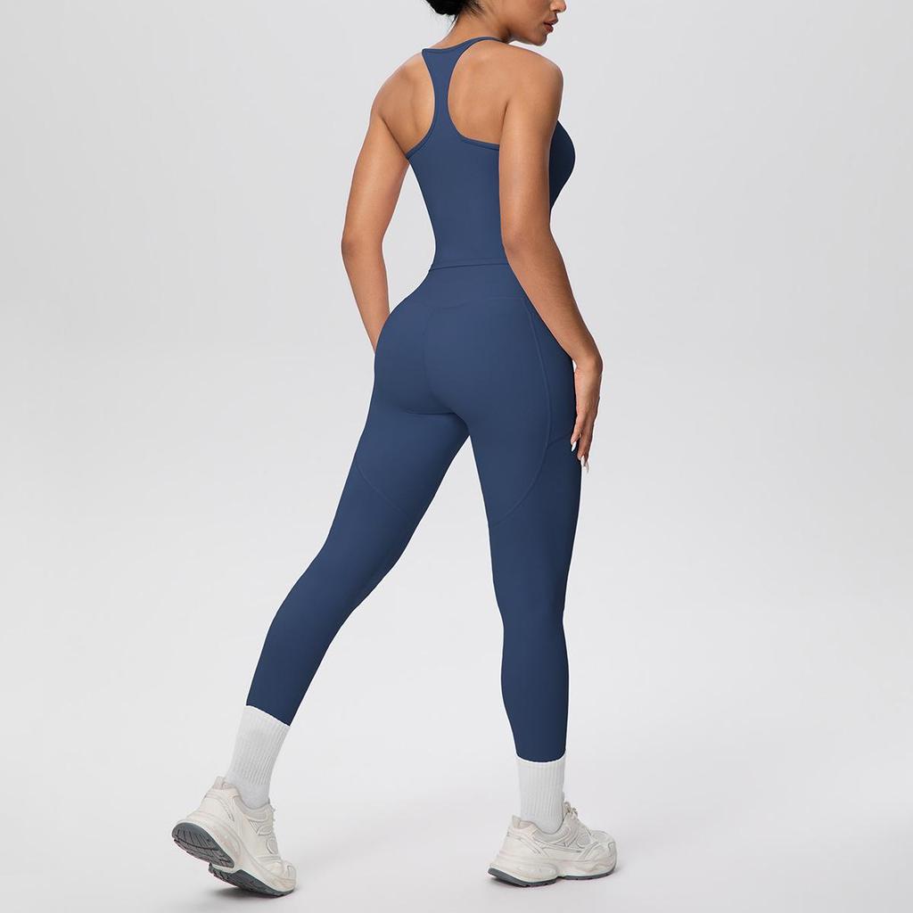 Cross-Strap Racerback Yoga Fitness Set with Hip-Lifting Pants
