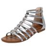 Sandales croisées pour femmes, chaussures romaines simples d'été pour vacances en bord de mer, nouvelles chaussures rétro à dos plat avec fermeture éclair ethnique bohème
