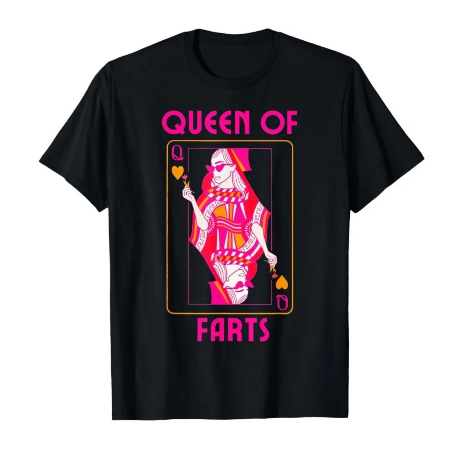 

2025 New Queen of Farts Embarrassing Joke Adult Humor T-shirt T Shirts Short Sleeve Tops Harajuku Breathable Tops S чёрный