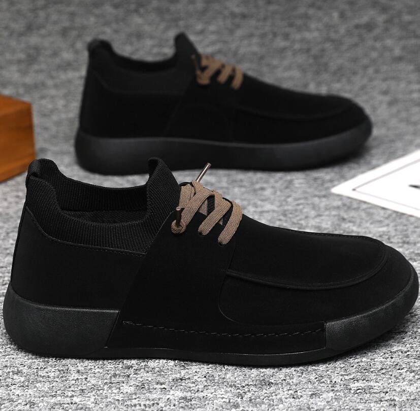 Men's Shoes Fashion Suede Casual Shoe Non Slip Oxford Work Shoes for Men Lace Up Vulcanized Shoe Plush Warm Winter Shoes