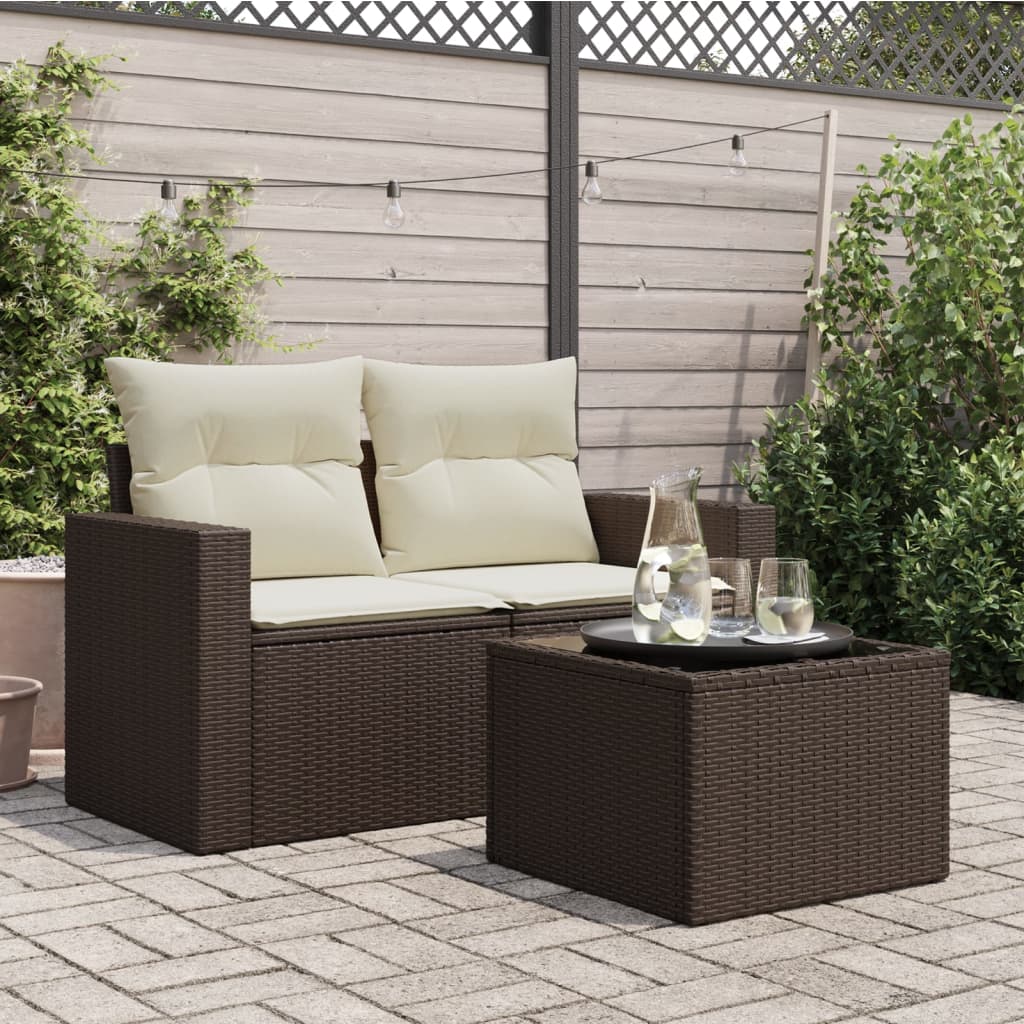 Vidaxl Tavolino da Giardino con Piano in Vetro, Marrone, 55X55X37 Cm