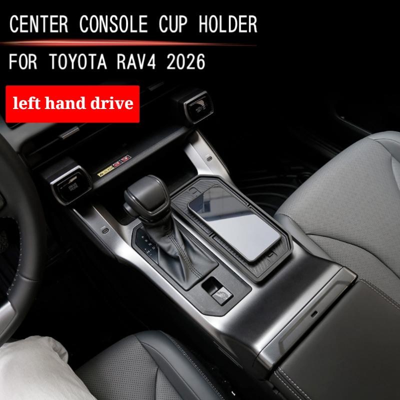 For Toyota Rav4 2026 ABS Black Car Central Control Water Cup Frame Cover Trim Interior Car Accessories LHD