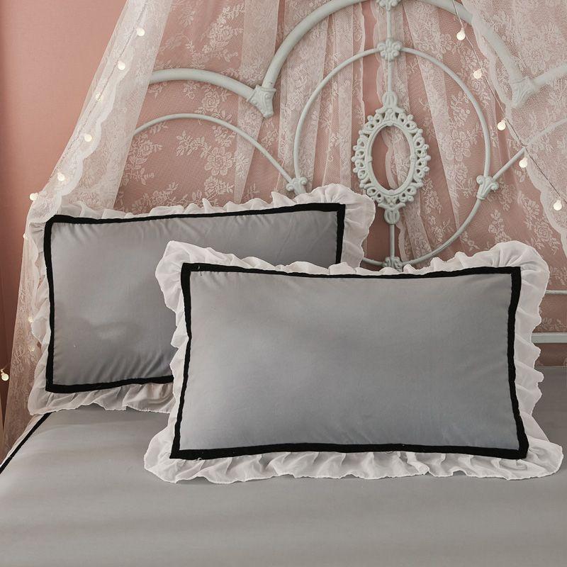 3-częściowy prześcieradło koronkowe spódnica elastyczna dopasowana podwójna narzuta z poszewkami na poduszki pokrowiec na materac zestaw pościeli elastyczny prześcieradło king size