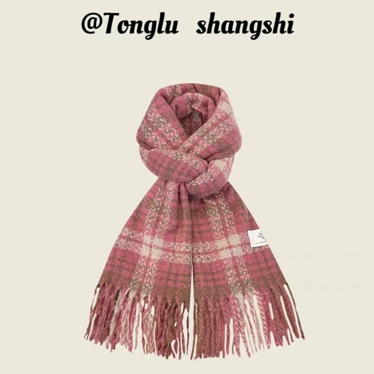 2024 Japonský Retro Kostkovaný Šátek s Třásněmi - Dámský Zimní Hřejivý Všestranný Studentský & Pár Nákrčník