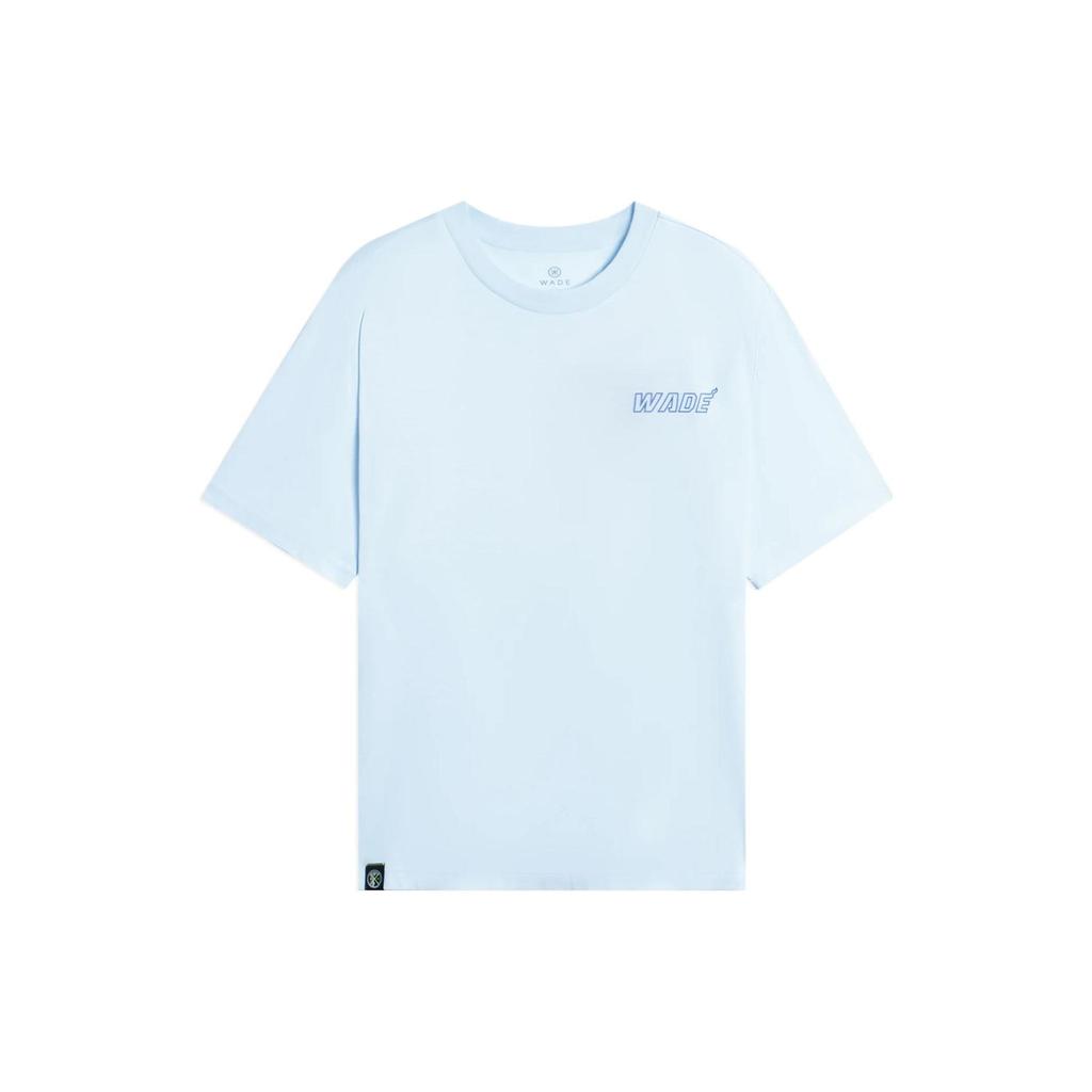 Li-Ning Letter Pattern Printed Round Neck Short Sleeve T-Shirt Unisex T-Shirt Light-Blue ATSSB91-2