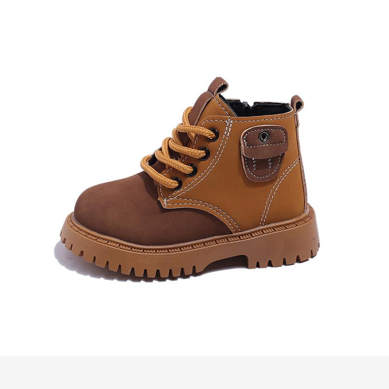 

Kids Leather Boots Boys Single Boots Baby Short Boots Autumn Girls Soft Sole Shoes 21 коричневый