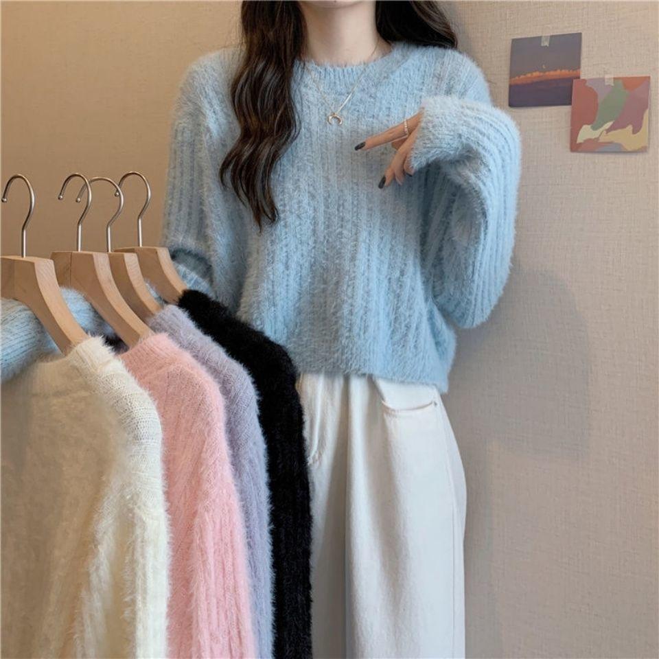 Early Spring Mink Sweater for Women Autumn and Winter Short Thickened Warm Pullover Sweater Ins Jumpers