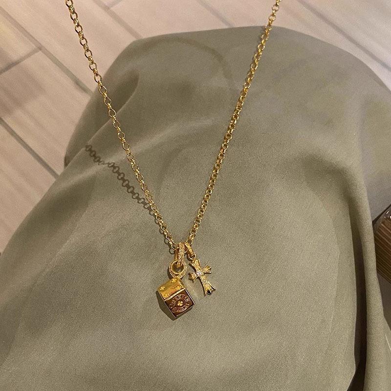 Gold Square Block Necklace, 2026 New Premium Minimal Delicate Clavicle Chain for Women