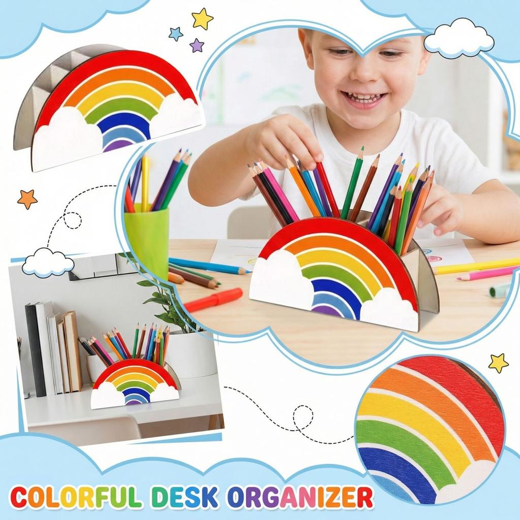 Wooden Storage Box Desk Decoration Pen Holder