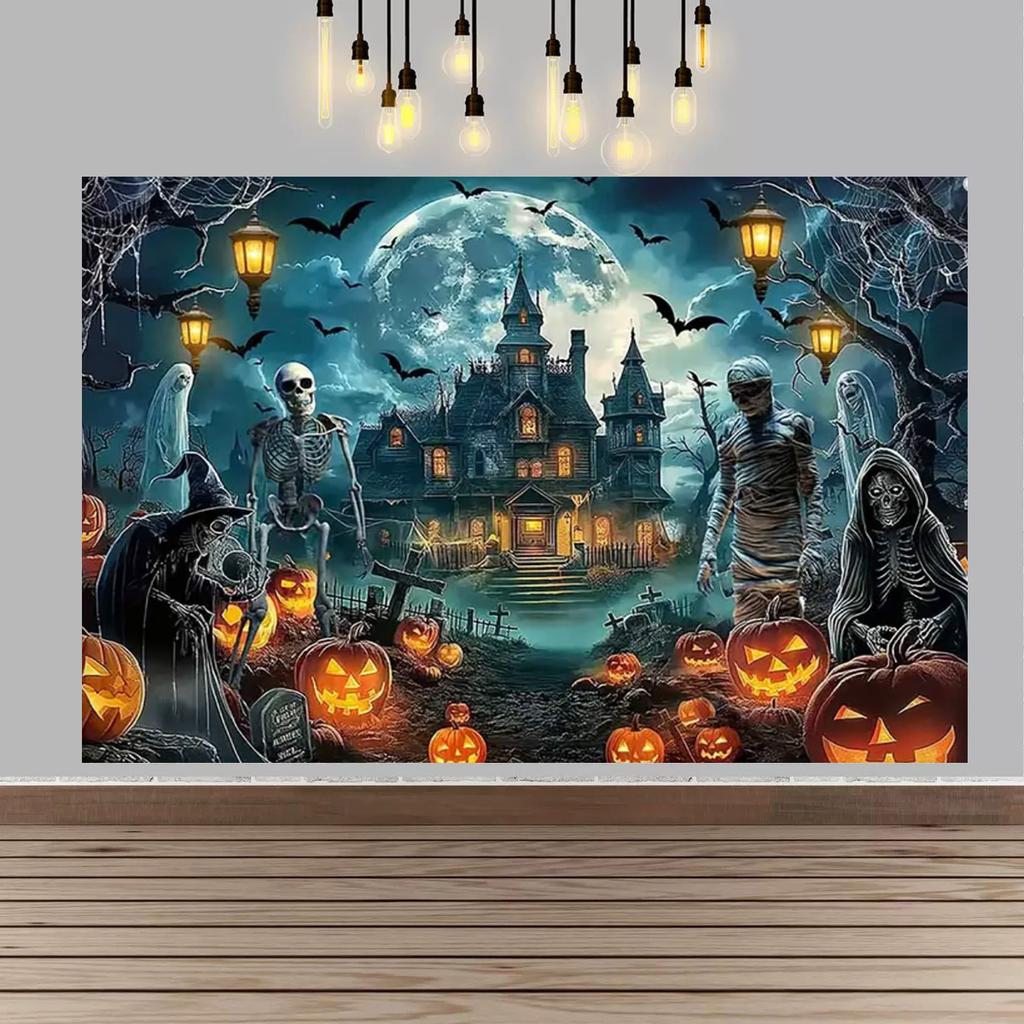 Halloween Party Decor Backdrop Halloween Ghost Bloody And Terrifying Haunted House Ghost Decor Party Supplies Photography Props