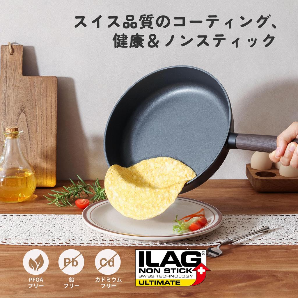 SENSARTE Deep Frying with Induction Gas All Heat Swiss Easy To High Heat Black Pan, 24cm, Lid, Non-Stick, Compatible, Compatible, Stir-Fry Pan,
