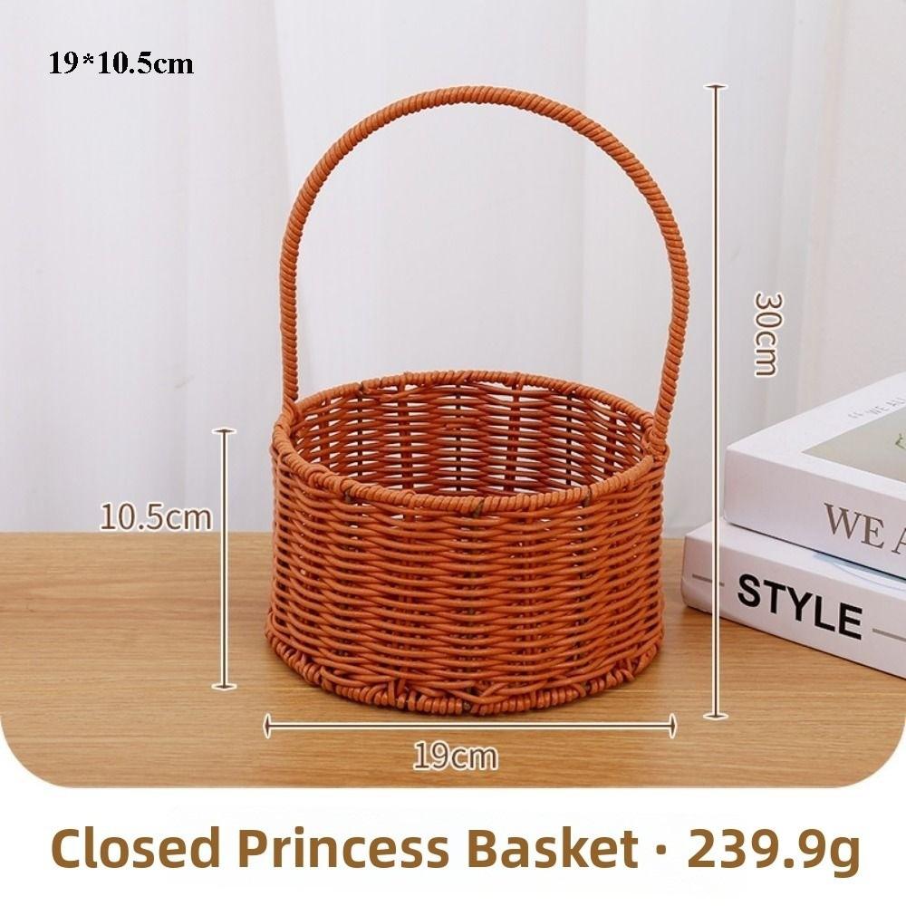 with Handle Imitation Rattan Storage Baskets Household Handwoven Home Decoration Braid Basket 8 Styles